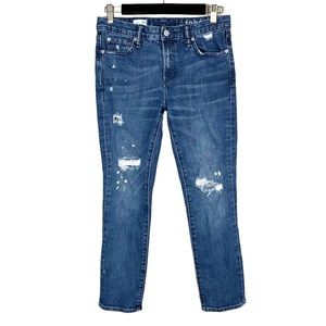 Gap Real Straight Distressed & Paint Splatter Jeans